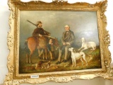 Early Oil on Canvas - Unsigned - Hunt Scene - Ornate Frame
