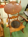 Vintage Rocking Chair with Leather Seat