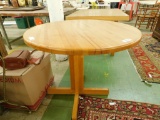 Round Oak Table with Offset Support