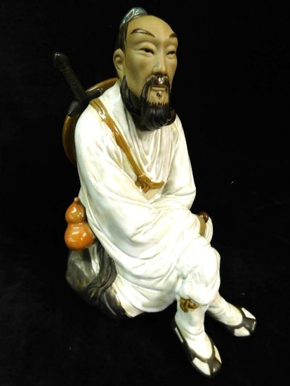Large Chinese Seated Mud man - 10" Tall