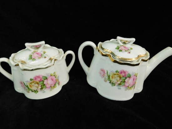 Antique Bavarian Teapot and Sugar Dish - Signed Z. S. & Co.