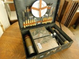 1920s Picnic Case - Enamel Plates and Cups - Silverware - Thermos - Boxes