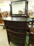 Vintage 2 Over 4 Highboy Dresser with Shaving Mirror