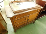 1920s Wash Stand with Mirror - Quarter Sawn Oak