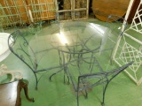 5 Pieces Wrought Iron Patio Set with Glass Top - No Seats