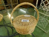 Charleston Sweet Grass Covered Handled Basket - Small Section Wrap Missing Handle