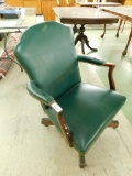 Vintage Green Leather Office Chair