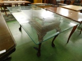 Claw Foot Carved Table With Glass Top
