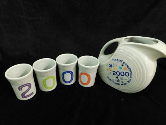 Fiesta Ware - 2000 Commemorative Pitcher and 4 Cups