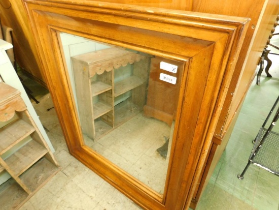 Thick Wood Framed Beveled Glass Mirror