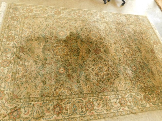 Wool Area Rug - Green and Tan