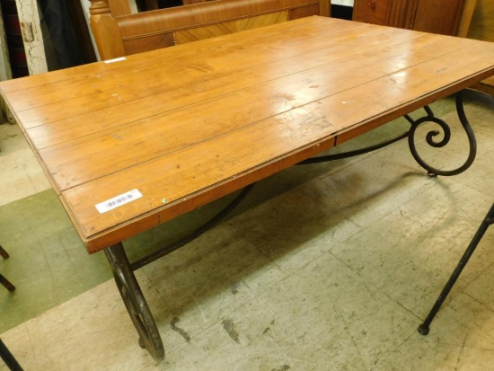 Metal Base Pine Coffee Table