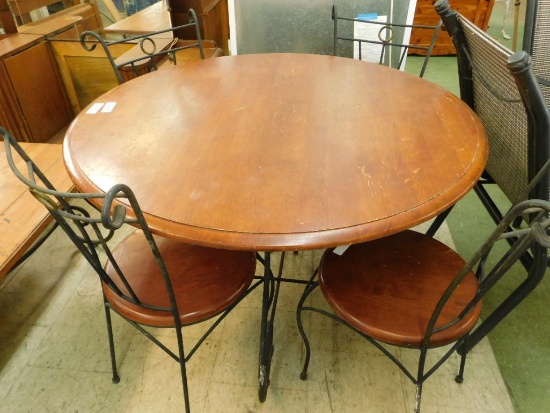 Metal and Wood Modern Dining Table with 4 Matching Chairs