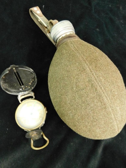 Vintage Military Canteen and Compass