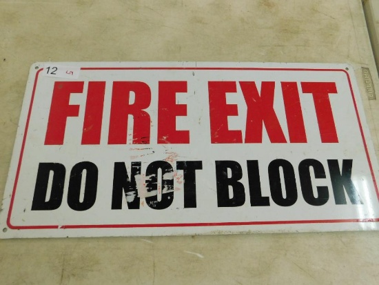 Metal "Fire Exit - Do Not Block" Sign - 12" x 24"