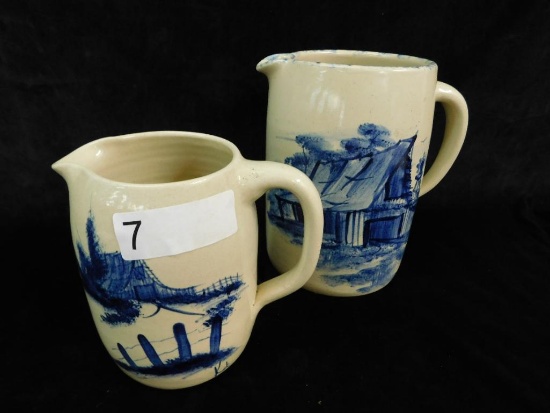 1 Storie Pottery Pitcher - 1 Casey Pottery Pitcher - 6.5" Tall - 8" Tall - Texas
