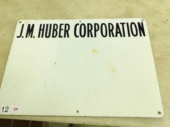 Metal "J.M. Huber Corporation" Sign - 14" x 20" - Advertising