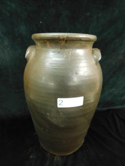Southern Pottery - Brown Glaze Churn Jar - 4 Gallon - 16.5" x 11"