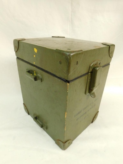 US Army Signal Corps - Telephone Repeater Box and Headphones Only - 9.5" x 6.5" x 8"