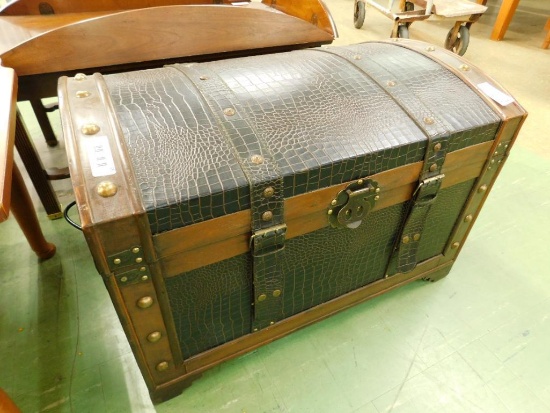 Modern Dome Top Trunk with Faux Reptile Skin