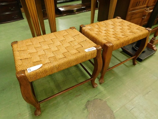 Woven Top Wood Stools