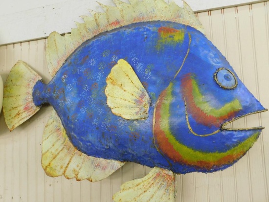 Large Double Sided Metal Hanging Fish - 38" x 30" x 5"