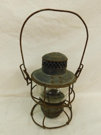 Vintage Adlake Kero - Kerosene Railroad Lantern with Clear Globe - ACL RR