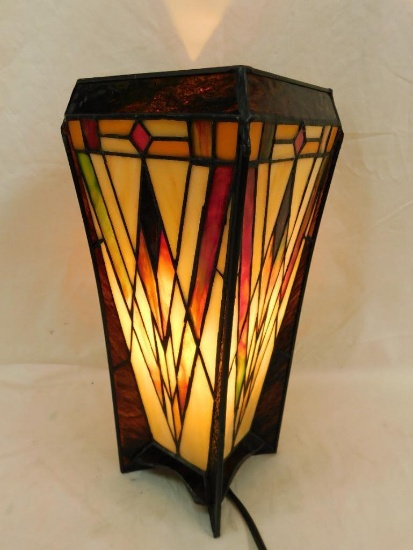 Modern Stained Glass Table Lamp - 14.5" x 6" x 6"