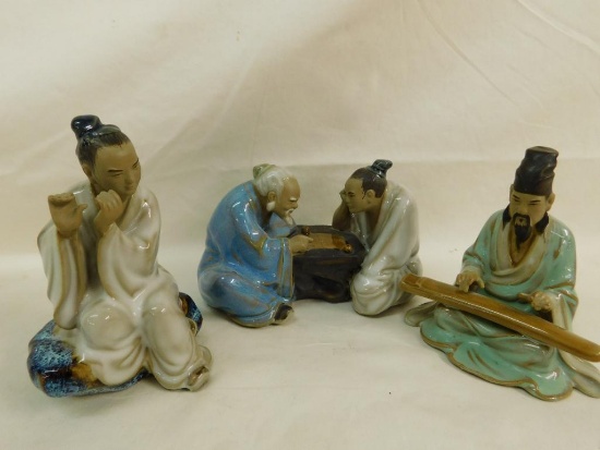 Lot with 3 Chinese Mudmen - 3.25" to 4.5" Tall