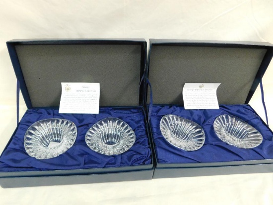 2 Boxed Pairs of Faberge Crystal Votive Candle Holders