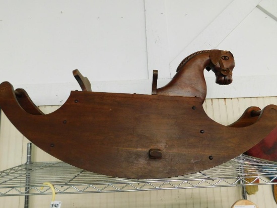 Hand Crafted Wood Rocking Horse - 1985 - 47" x 21" x 12"