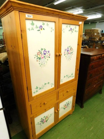 Painted and Stenciled Entertainment Cabinet with Storage