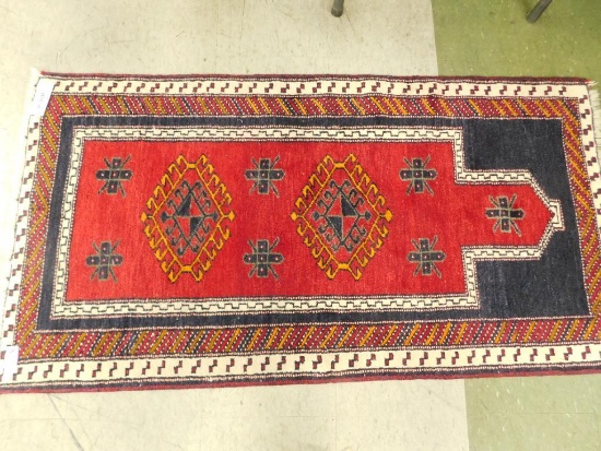 Red Black and Cream Rug - 32" x 59"