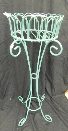 Shabby Painted Wrought Iron - Green Painted Plant Stand