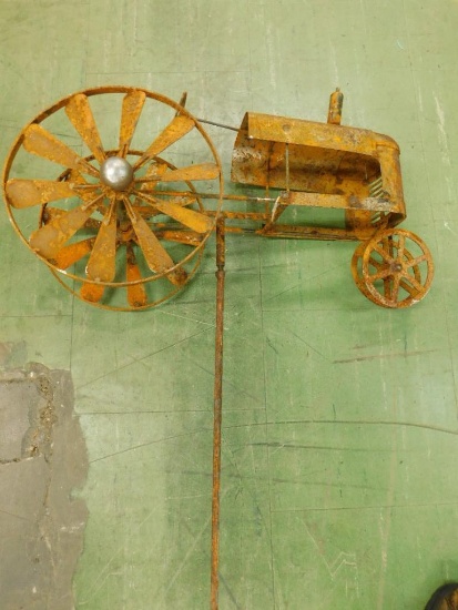 Tractor Shaped Whirligig with Pole