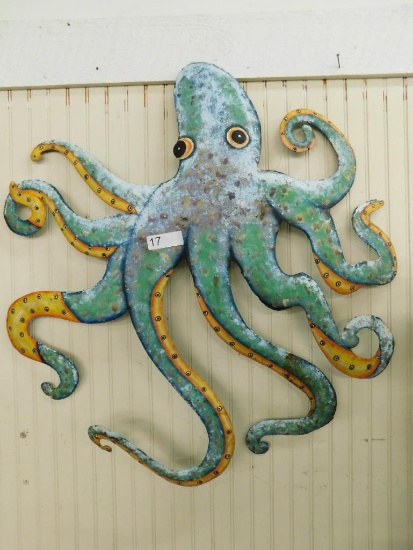 Modern Painted Metal Octopus Wall Art - 32" x 32"