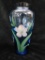 Fenton Glass - Vase - Hand Painted - Signed Blue Vase - 11.5