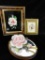 Lot of 3 Capodiomonte Flower Pieces - 2 Framed - 1 On Base -