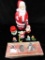 Lot of Vintage Santa Clause Figures - Plastic and Wood - Blow Mold is 13