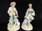 Pair of Ethan Allen Porcelain Figures - Boy and Girl with Dog - Both 10.5