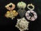 Group of 7 Costume Jewelry Brooches