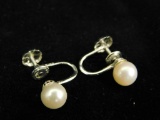 14K White Gold - Earrings With Pearls - 1.55 Grams TW