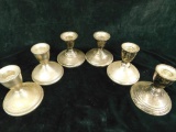 Sterling Silver - 3 Pairs of Weighted Candle Holders