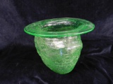 Vaseline Glass Art Vase - 6.25