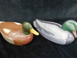 Pair of Vintage Duck Decoys - 1 Wood - 1 Composite - Unsigned - 6