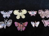 Group of 8 Butterfly Brooches - Costume Jewelry