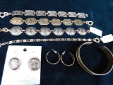 Group of 7 Artesian Copper Jewelry - 5 Bracelets - 2 Pairs of Earrings