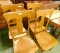 Oak Dining Chairs with Leather Tacked Seats - Each 40