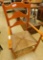 Vintage Ladder Back Arm Chair with Natural Rush Seat - 43