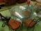 Wrought Iron Base Glass Top Table with 4 Chairs - Table 29